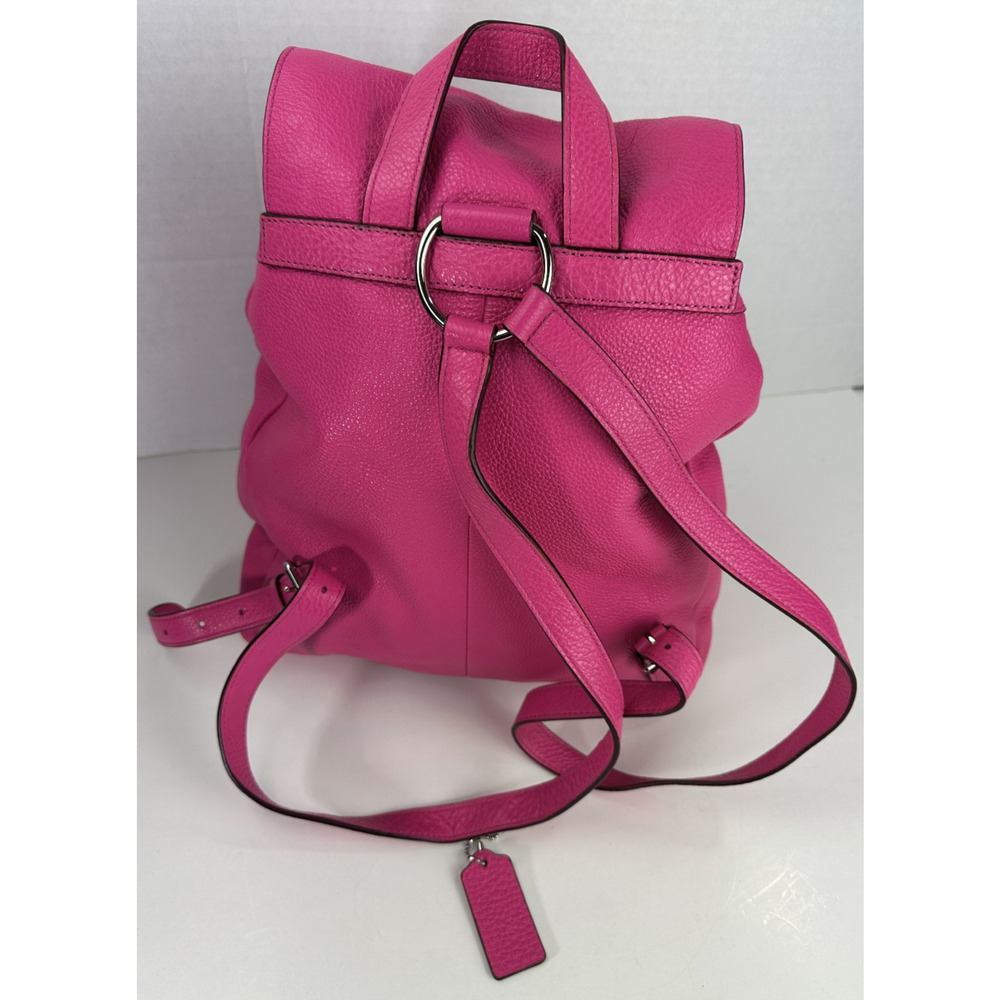 Coach Billie Pebbled Leather Backpack Purse Hot Pink Bag Turnlock Pockets - Picture 6 of 16